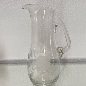 Elegant Clear Glass Pitcher with Floral Design
